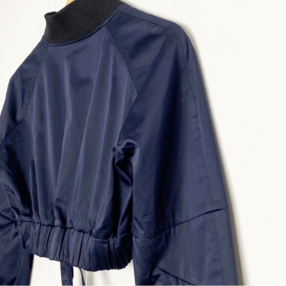 TIBI Mila Satin Bomber Jacket in Dark Navy - Picture 6 of 11